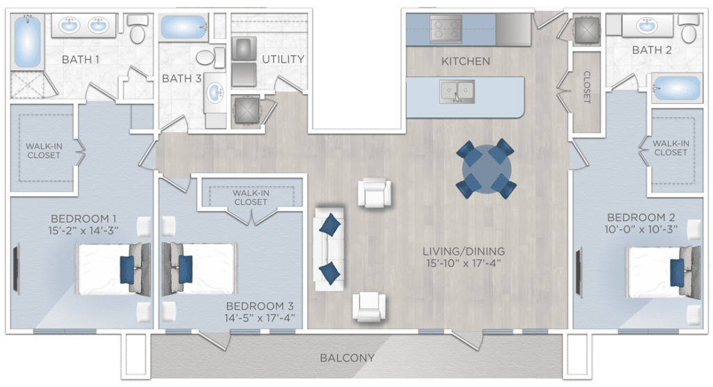 Three bedroom apartments