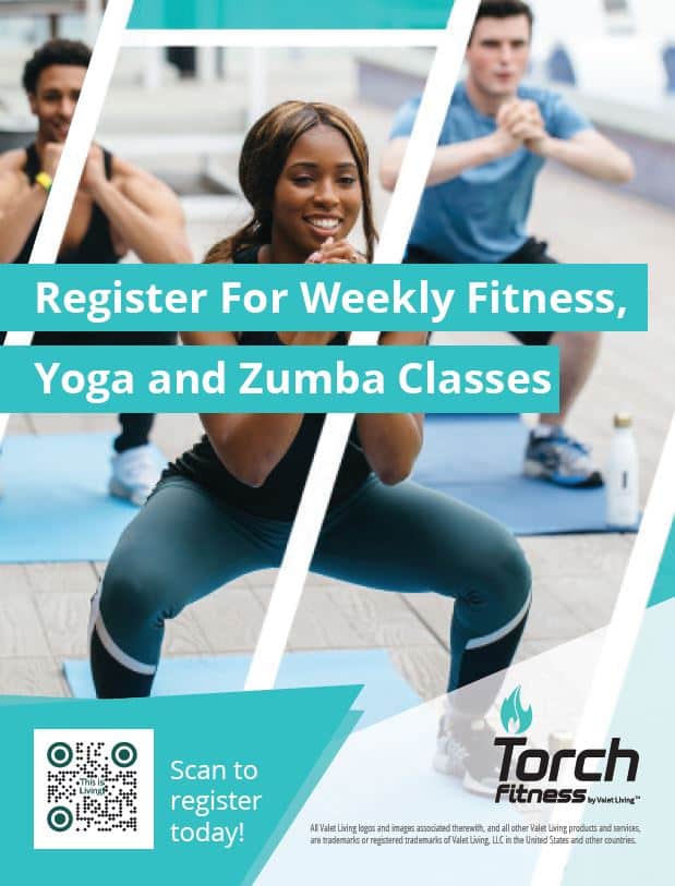 Apartments in Sugar Land Register for Torch Fitness's weekly virtual fitness classes in December.