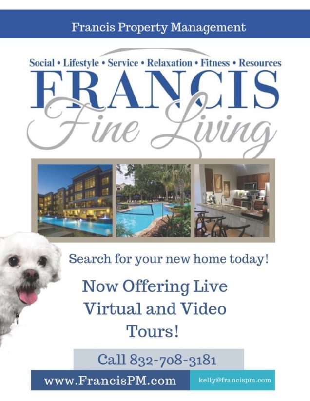 Apartments in Sugar Land Available apartments: Francis Living Property Management.